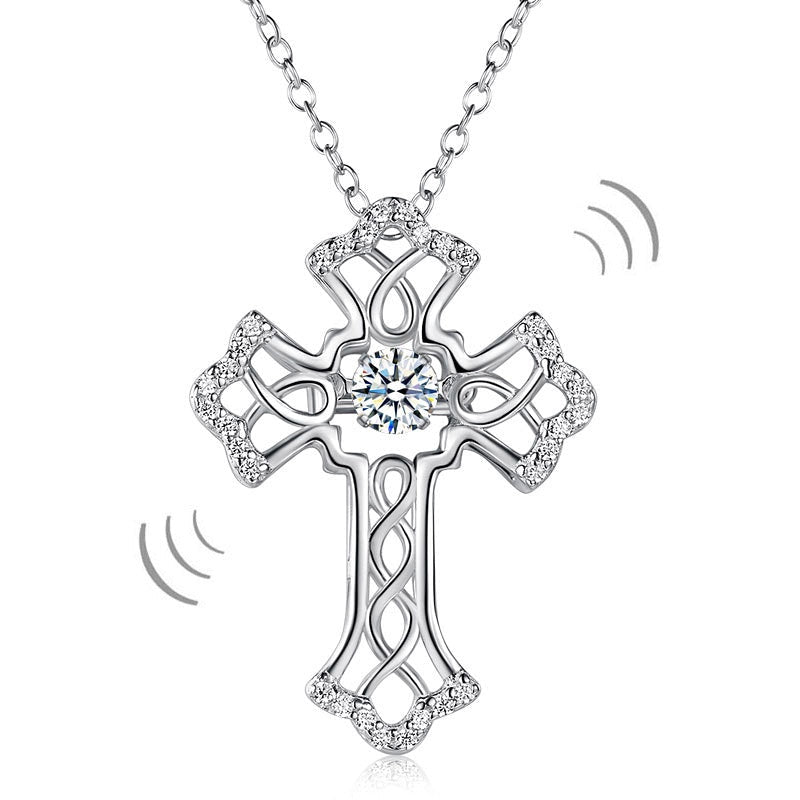 Dancing Stone Cross Pendant, Sterling Silver – Infinity Diamond