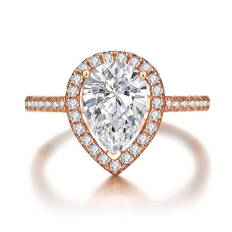 2.00 Ct Halo Round Cut Diamond Engagement Wedding outlet Ring 14K Rose Gold Over Real 925 Sterling Silver