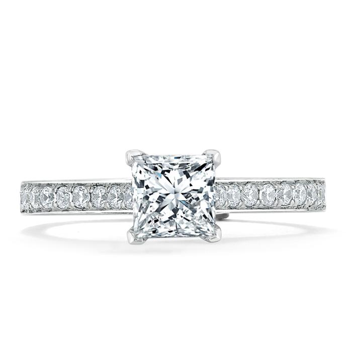 1.00ct  Princess Cut Moissanite Engagement Ring, Classic Style,  Available in White Gold, Platinum, Rose Gold or Yellow Gold