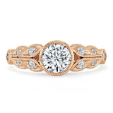 1.25ct Vintage Round Cut Moissanite Engagement Ring,  Available in White Gold, Platinum, Rose Gold or Yellow Gold