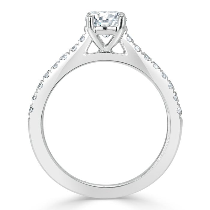 Lab-Diamond, Round Cut Engagement Ring, Classic Style, Choose Your Stone Size and Metal